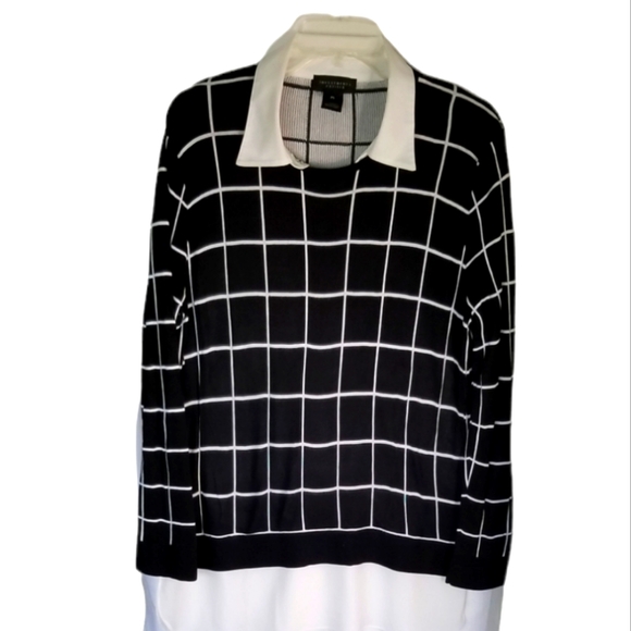 Investments Petite Two-fer Striped Sweater - Picture 1 of 5